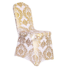 Bronzing Gold Print Flower Amovable Washable Spandex Couvre de chaise pour le banquet de mariage Party